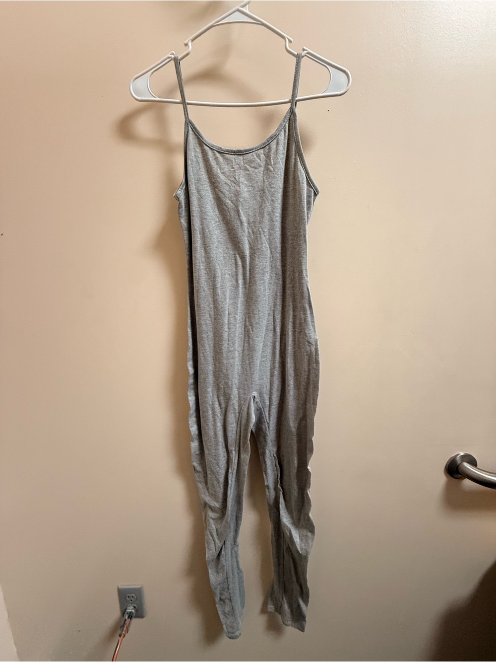 Fashion Nova Grey Spaghetti-Strap Jumpsuit
